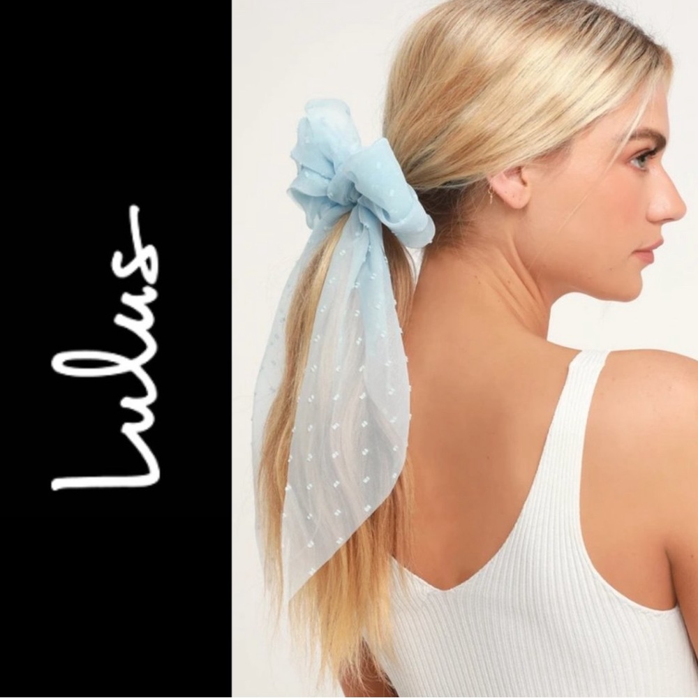 NWT Lulu's Light Blue Scarf Ponytail Holder / Scrunchie